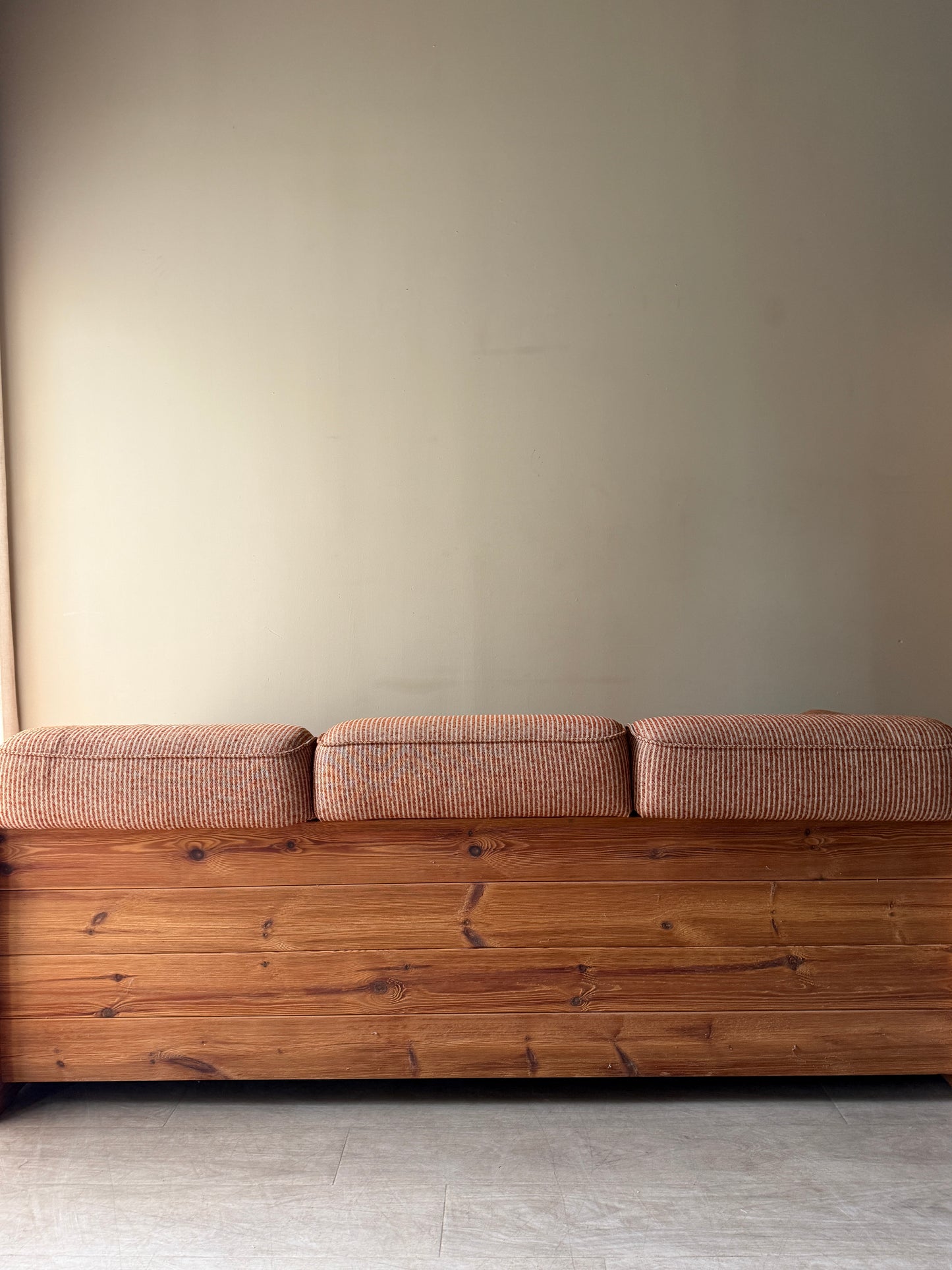 Hans Frydedal pine sofa in striped upholstery