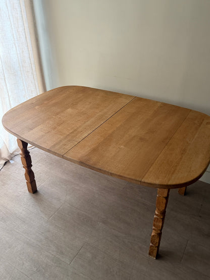 Danish oak dining table with extensions
