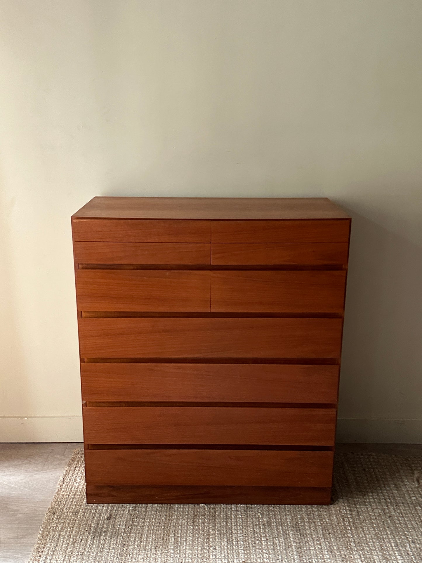 Teak tallboy dresser