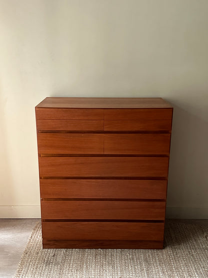 Teak tallboy dresser