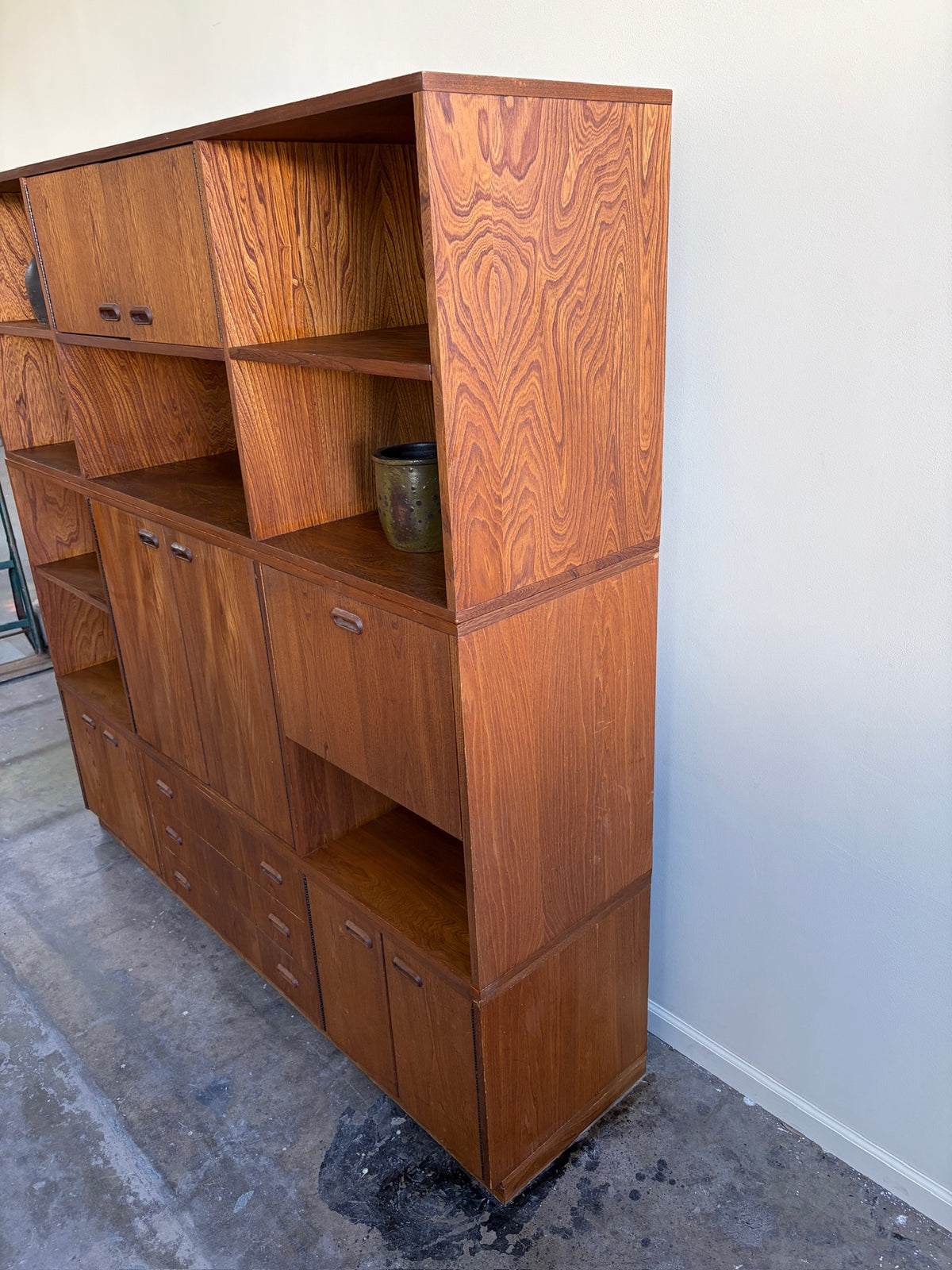 Three piece walnut unit