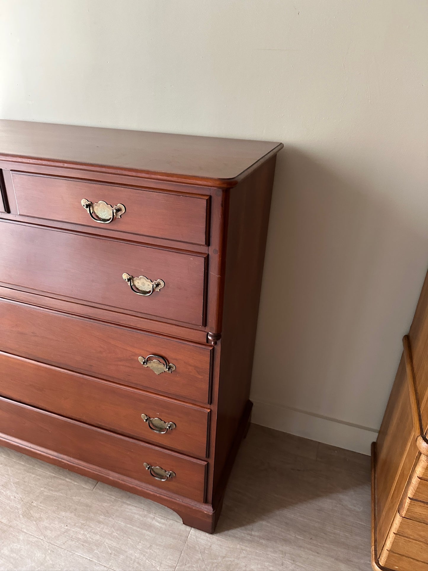 Cherry 6 drawer tallboy dresser