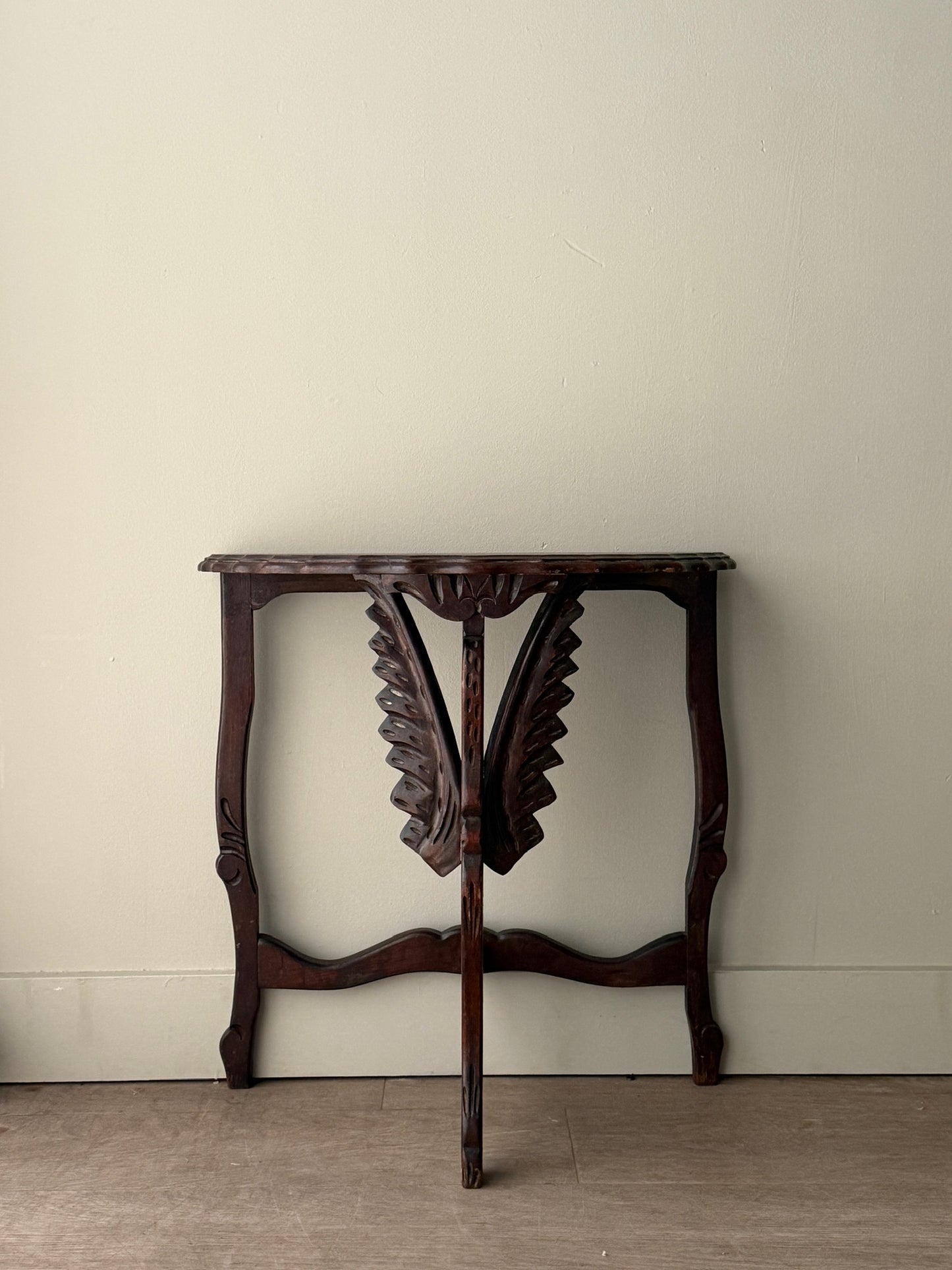 Beaux Arts carved swan demilune side table