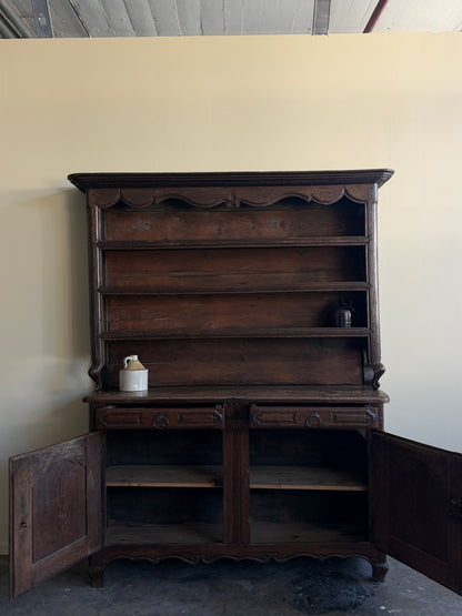 18th c. French Provincial Walnut Two Piece Hutch