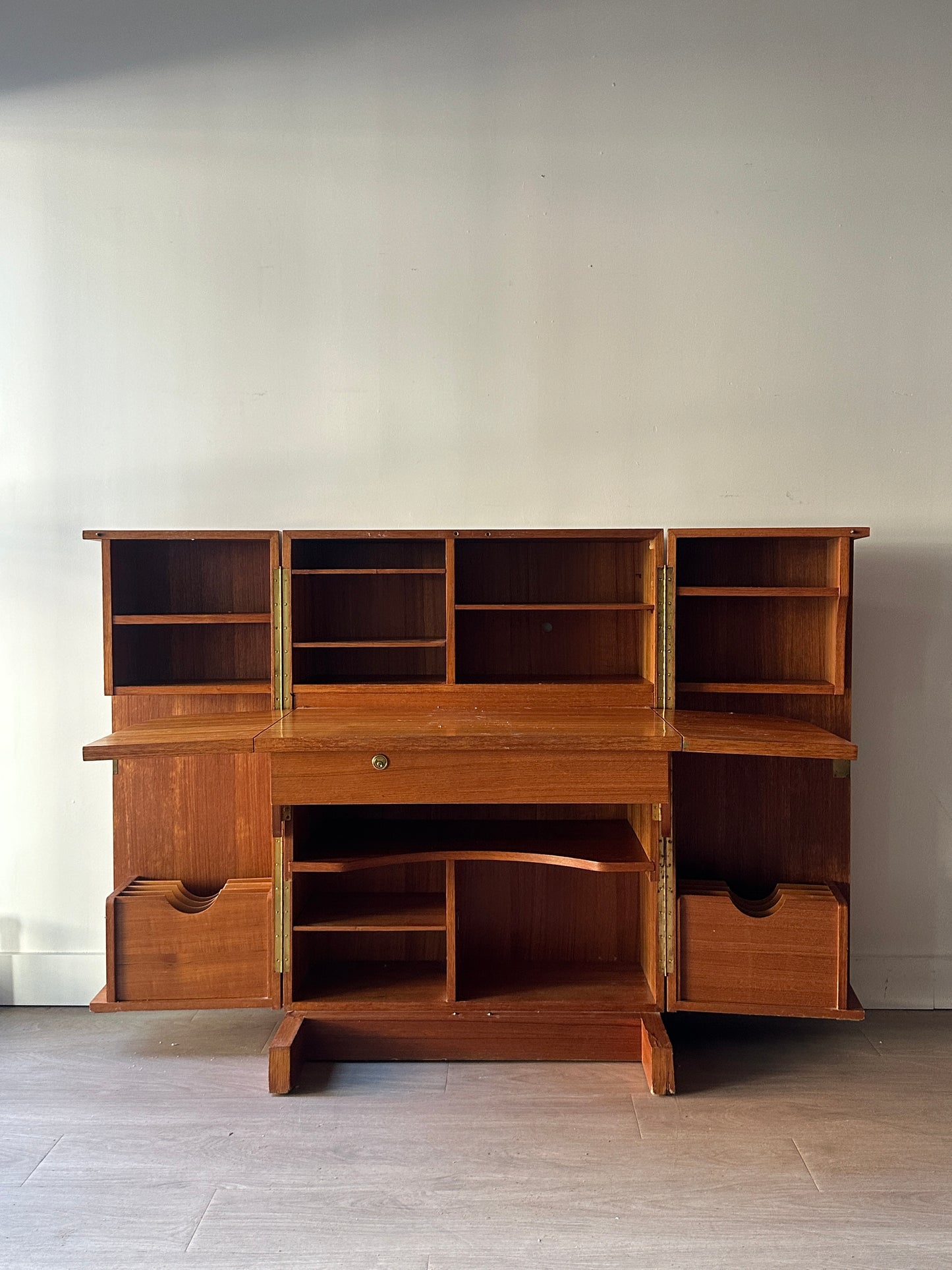 Teak tuck away desk