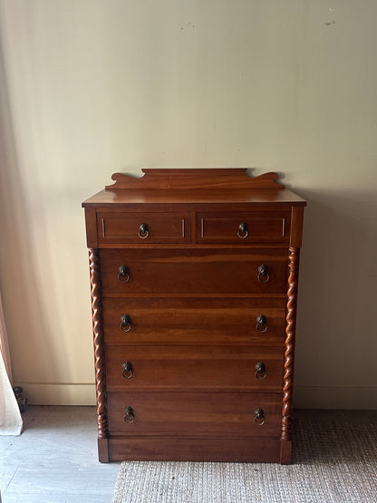 Walnut tallboy with lion head pulls