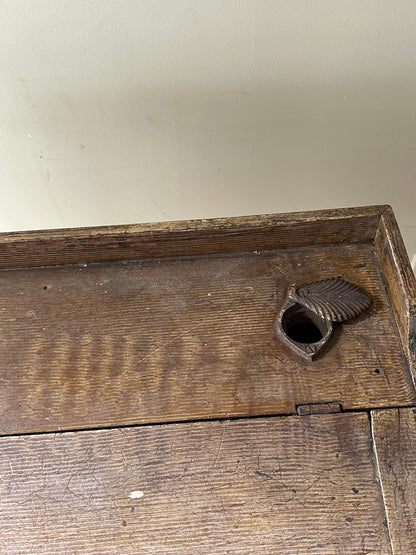 Grain painted school desk with inkwell