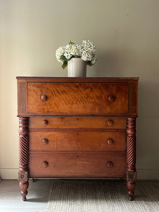 Mixed wood secretary dresser