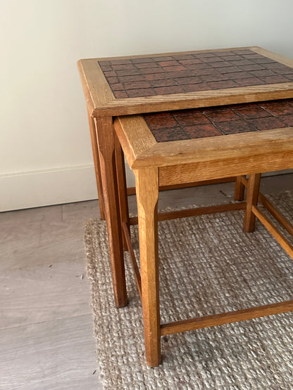 Danish oak and tile nesting tables