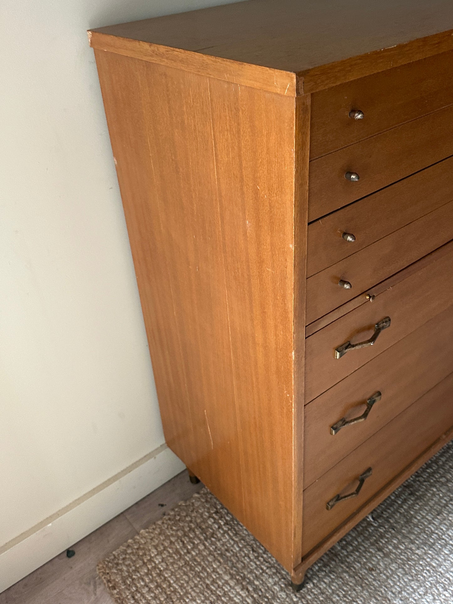 Walnut Tallboy with brass handles