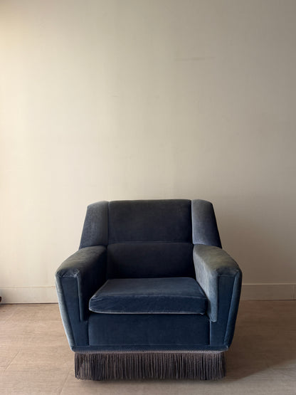 Kurt Ostervig model 61 for Rolschau Mobler Mohair club chair with fringe