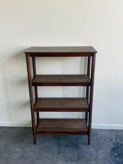 Caned walnut shelf