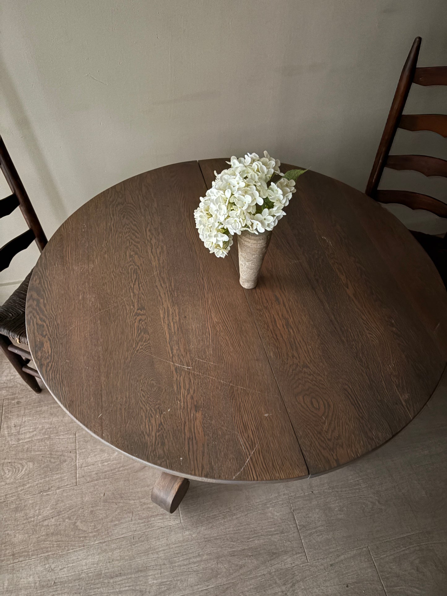 Golden oak dining table with extensions