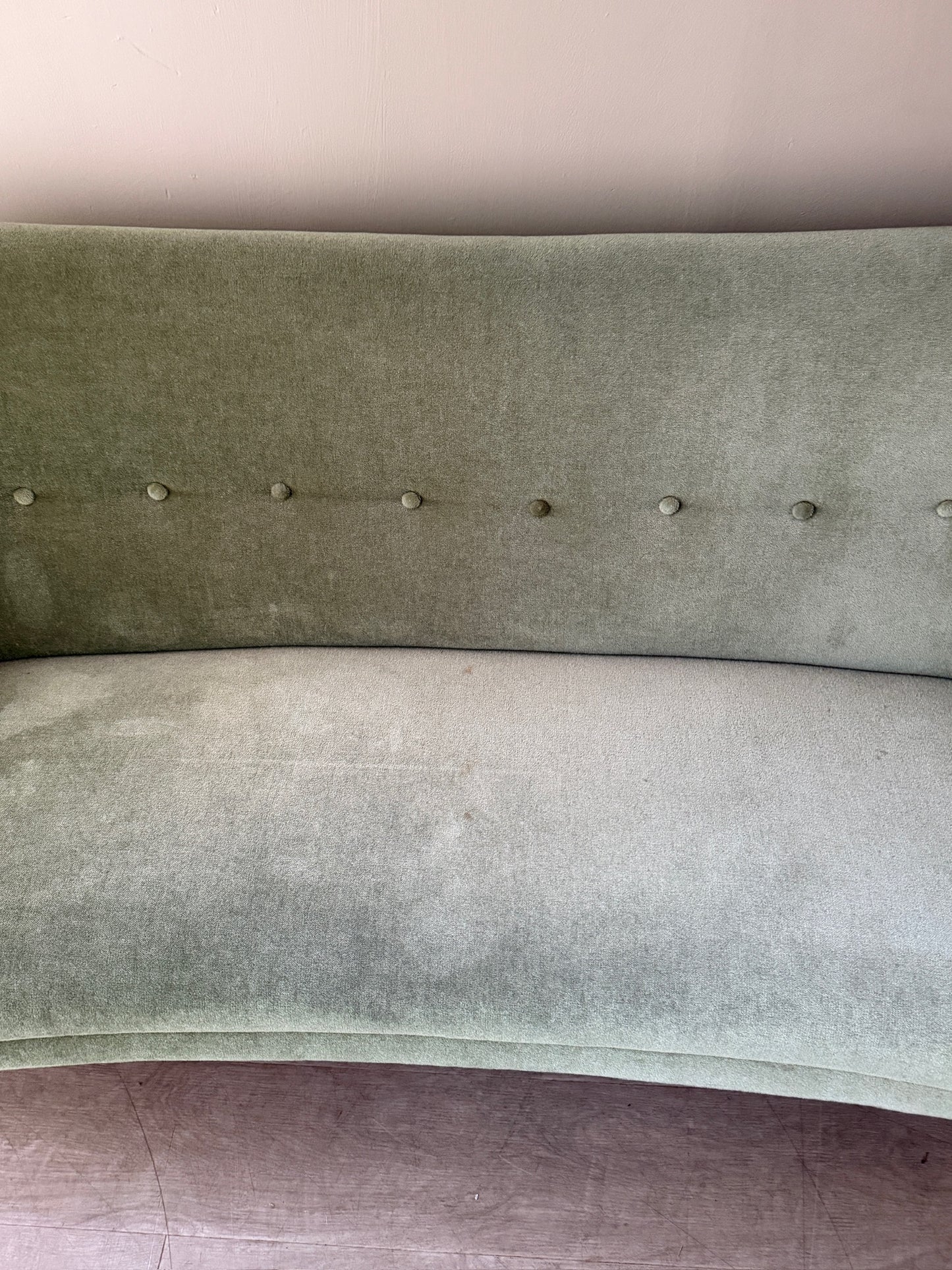 Danish celadon velvet sofa