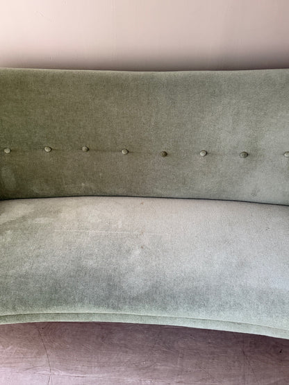 Danish celadon velvet sofa