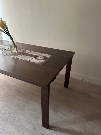 Ox Art Danish oak and tile dining table with extensions