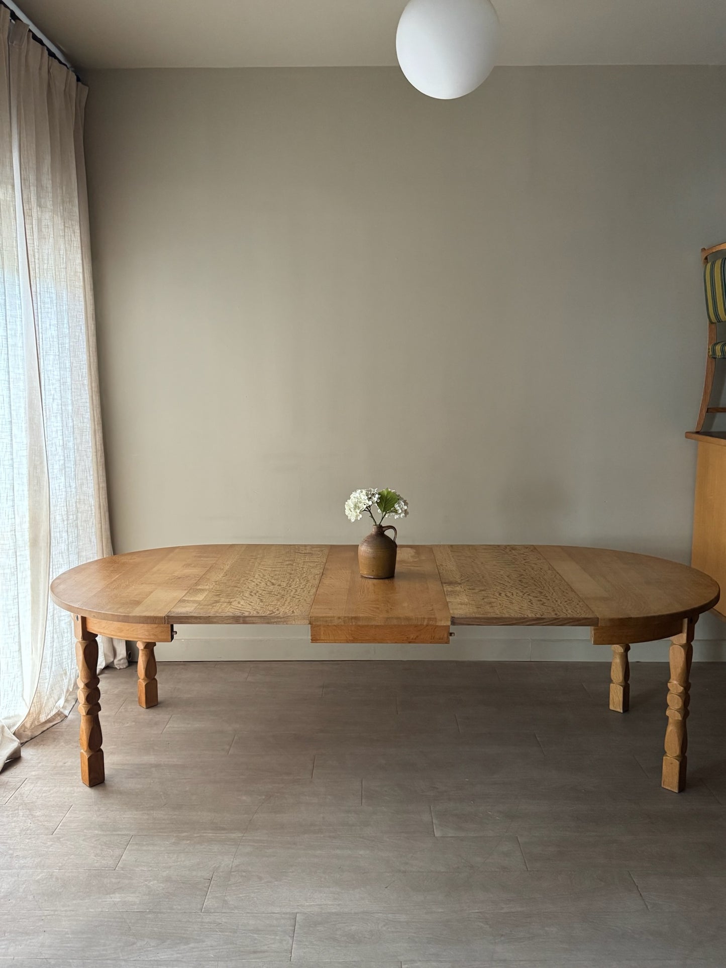 Danish oak dining table with extensions