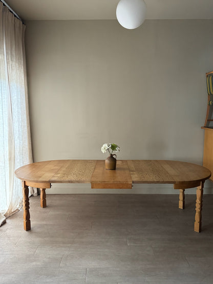 Danish oak dining table with extensions