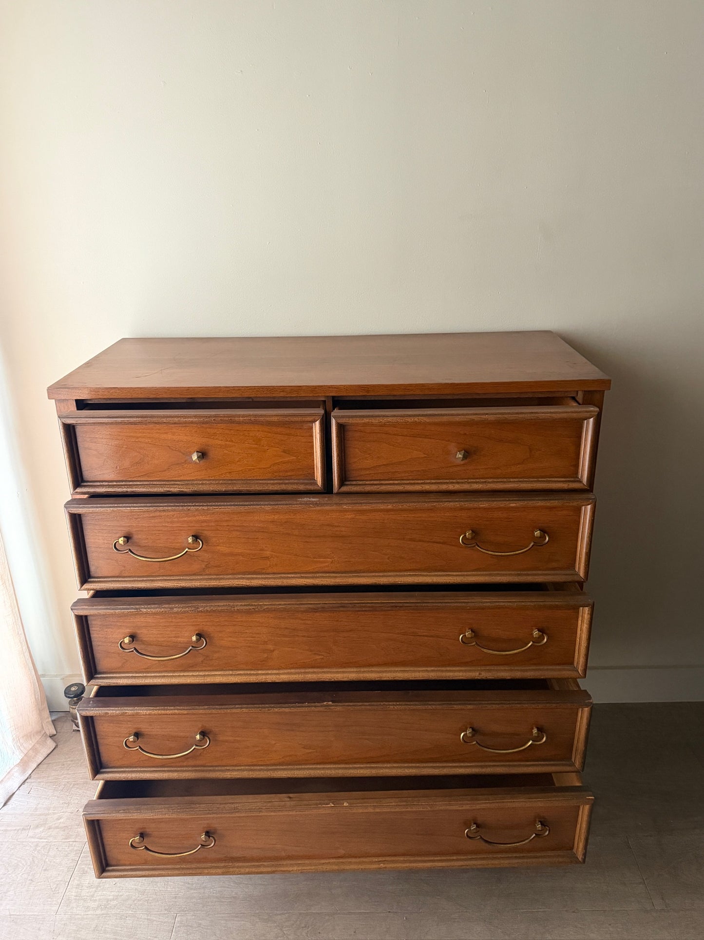 Bassett walnut tallboy dresser