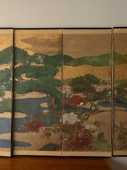 Large Japanese painted screen