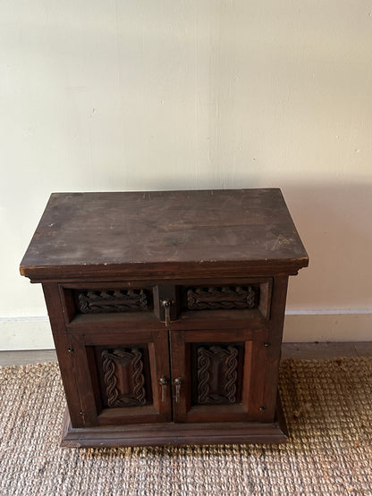 Carved oak side table