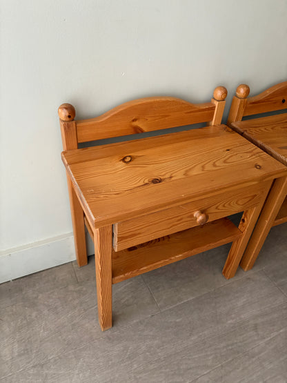 Swedish pine nightstands. Sold as a pair.