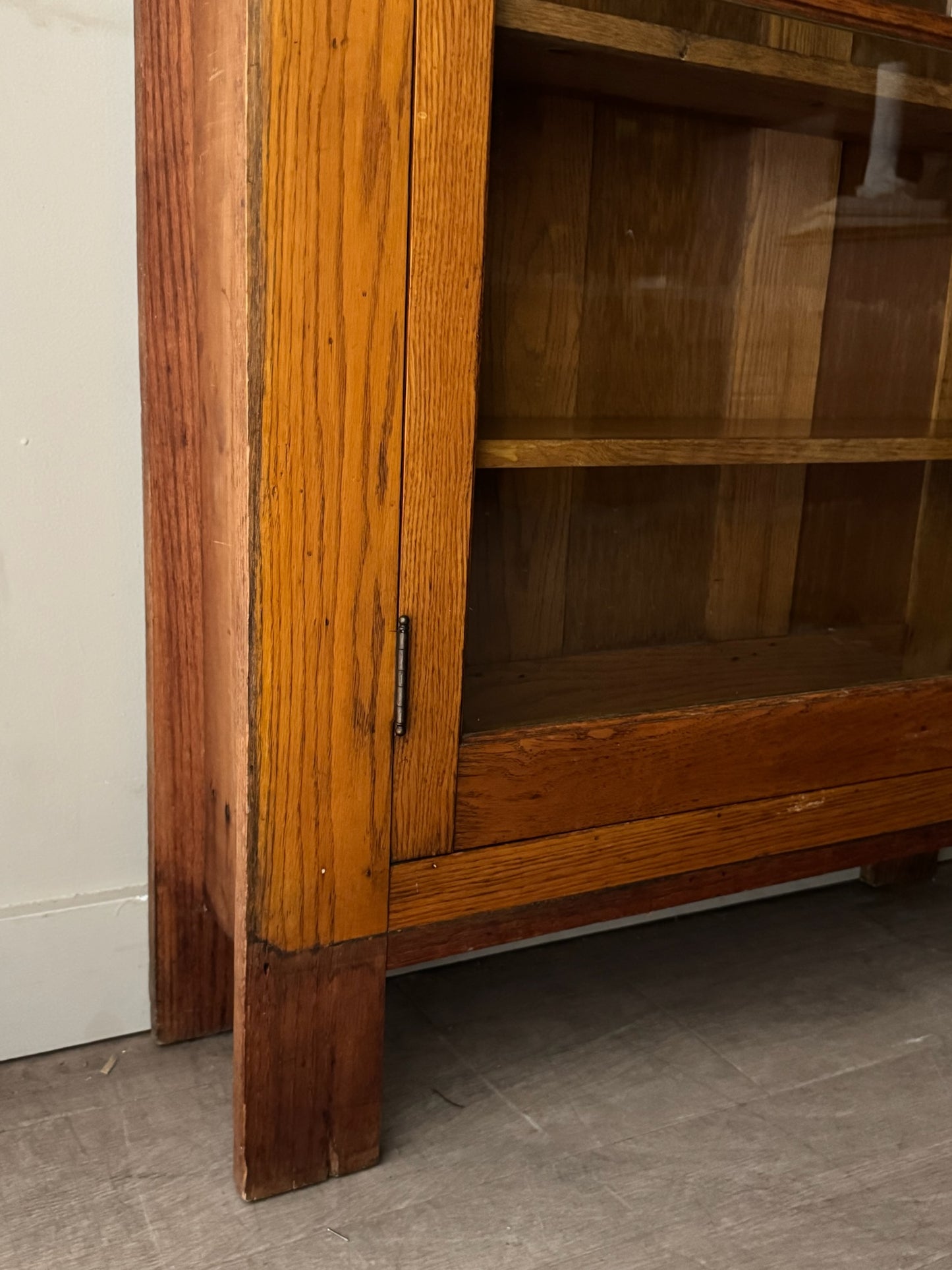 Golden oak display cabinet