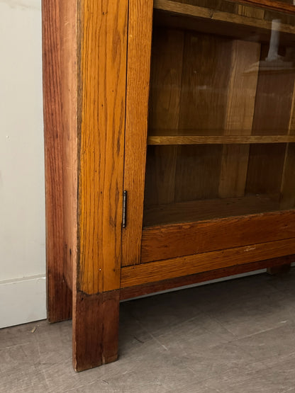 Golden oak display cabinet