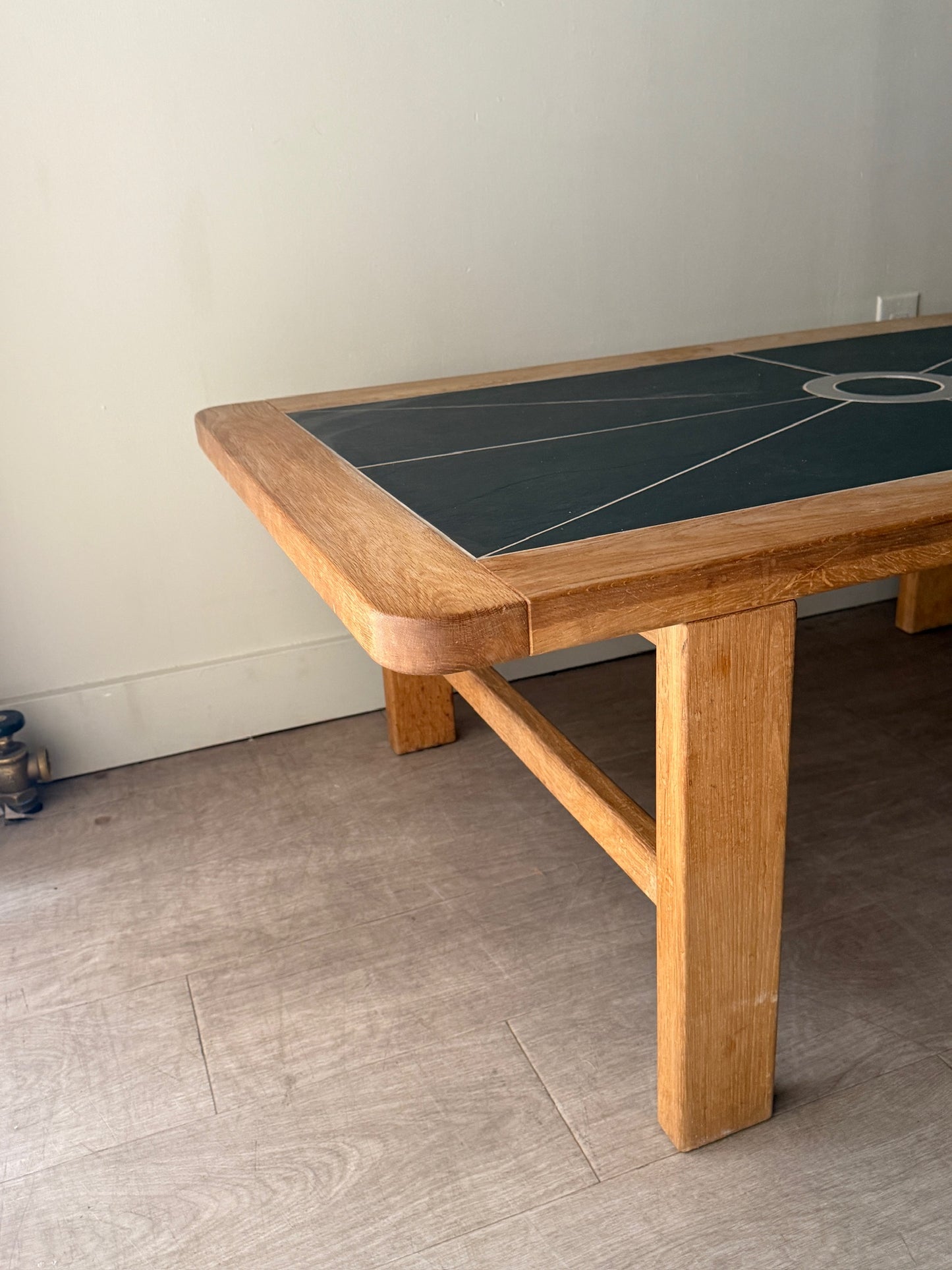 Danish oak & stone coffee table