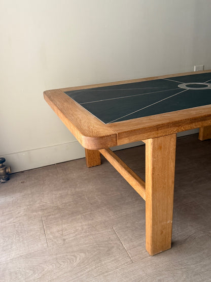 Danish oak & stone coffee table