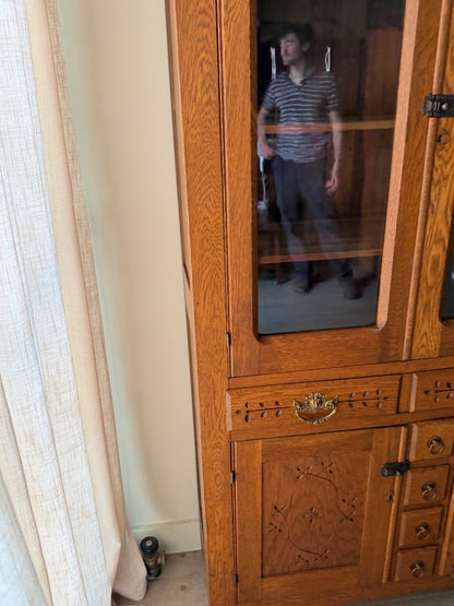 Eastlake Victorian oak cabinet