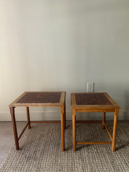 Danish oak and tile nesting tables