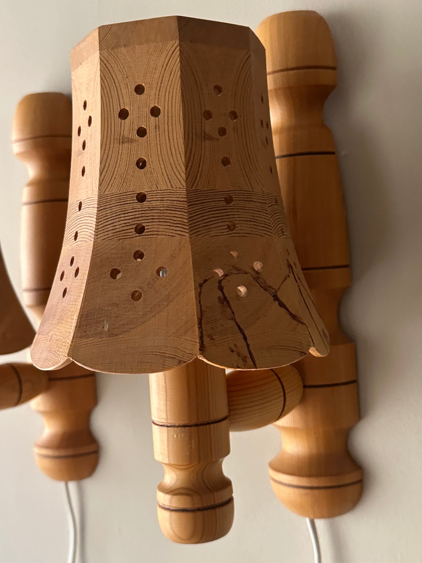 Pair of Swedish pine sconces