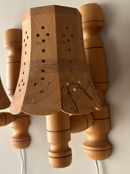 Pair of Swedish pine sconces