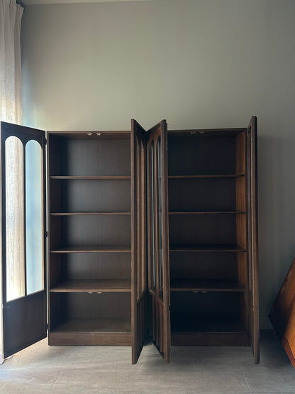 Walnut display cabinets. Sold individually.