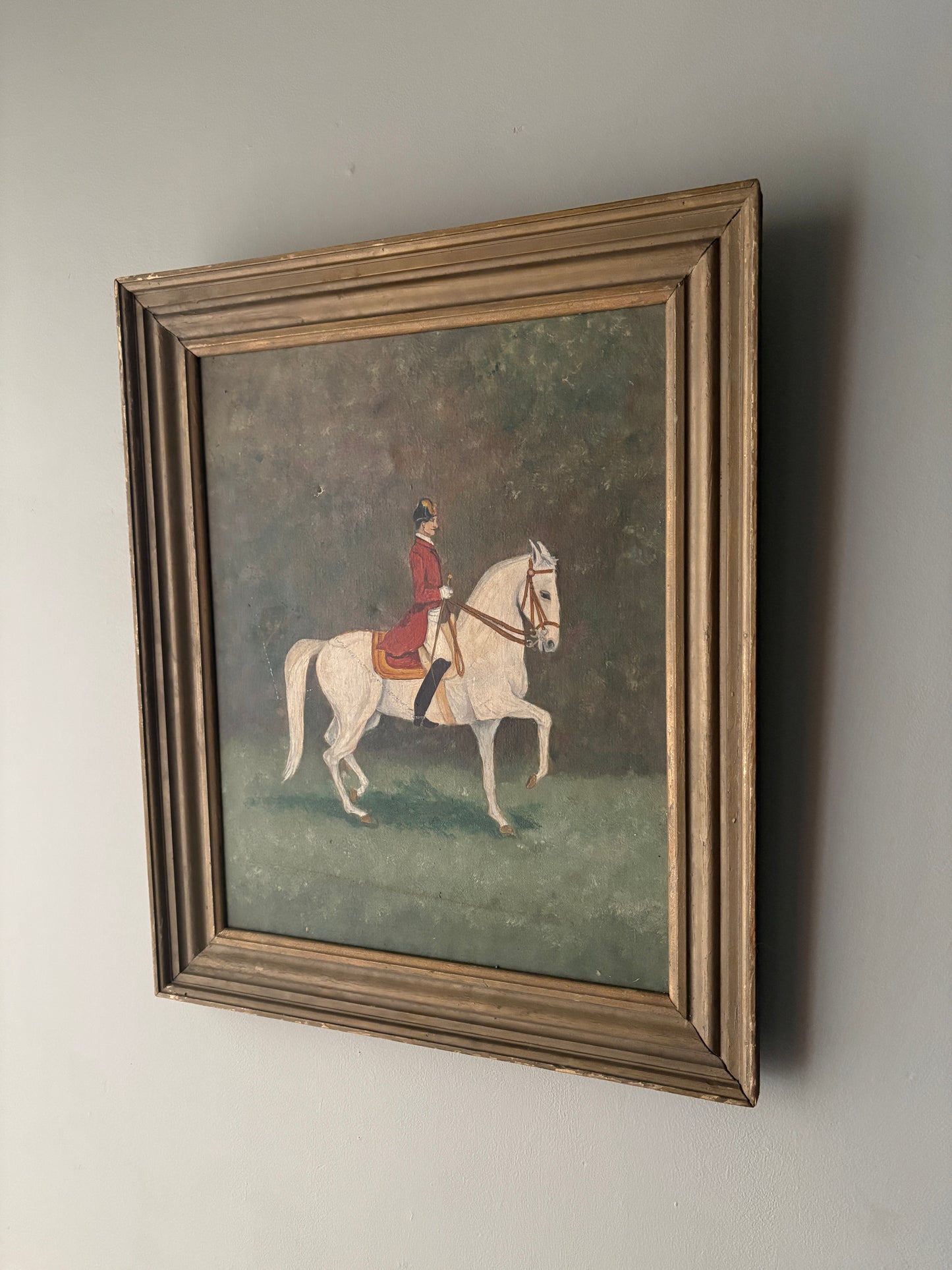 Equestrian portrait. Signed on back.