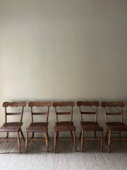 Pine plank seat chairs (sold in pairs)