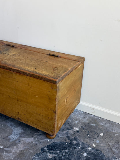 Pennsylvania Sheraton mustard painted small pine chest
