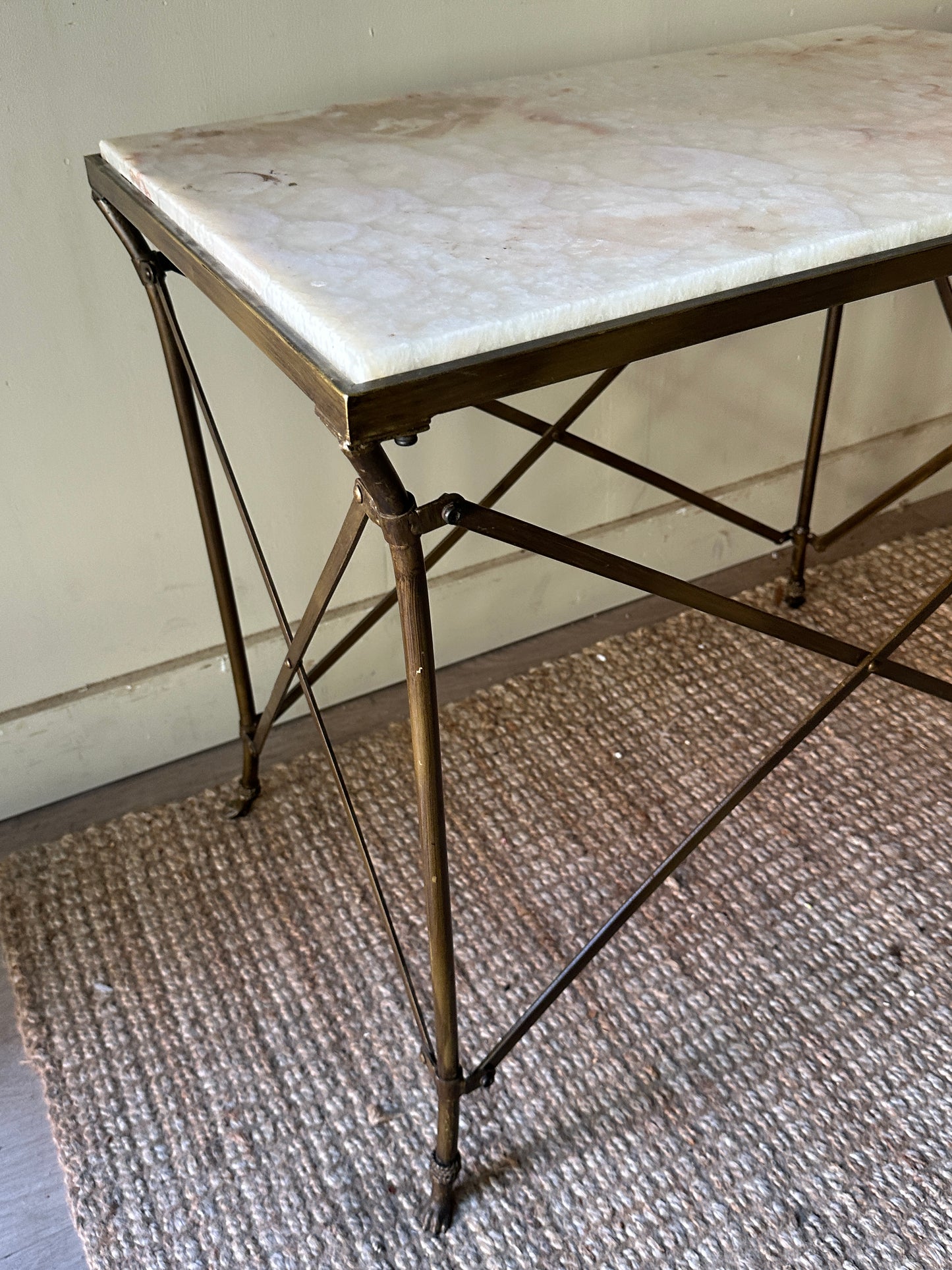 Onyx and wrought iron side table