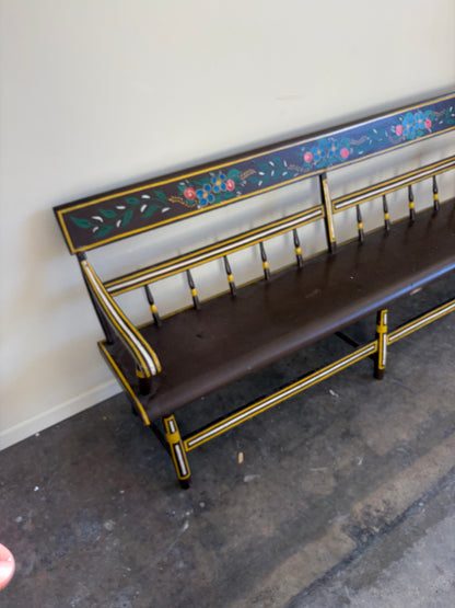 Pennsylvania Sheraton Half Spindle Deacon's Bench