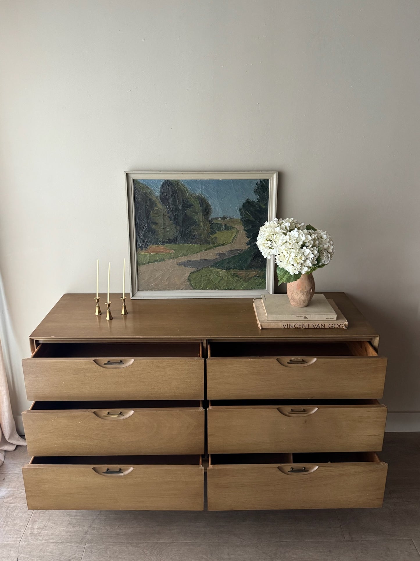 Walnut 6 drawer dresser