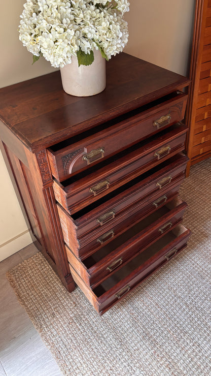 Side lock mixed wood dresser