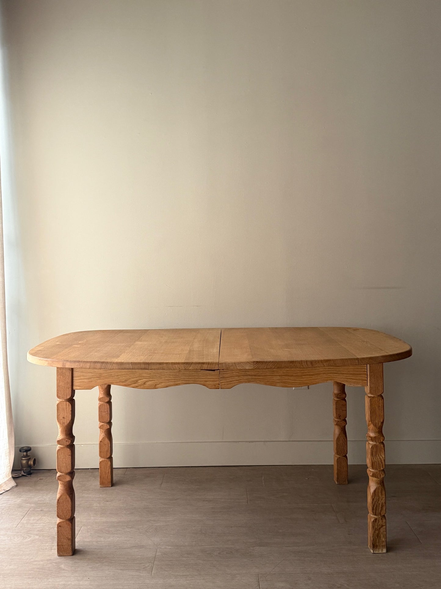 Danish oak dining table with extensions