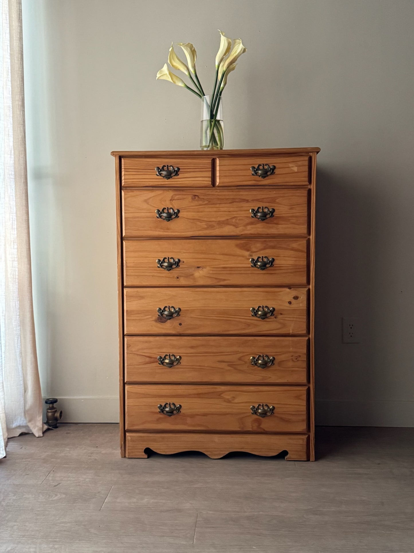 Pine tallboy dresser