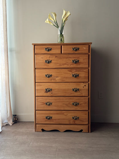 Pine tallboy dresser