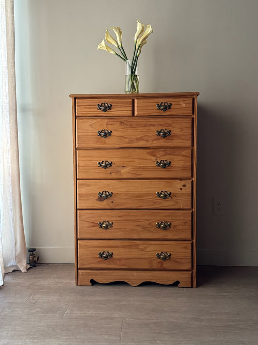 Pine tallboy dresser