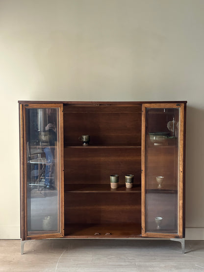 Walnut glass display case