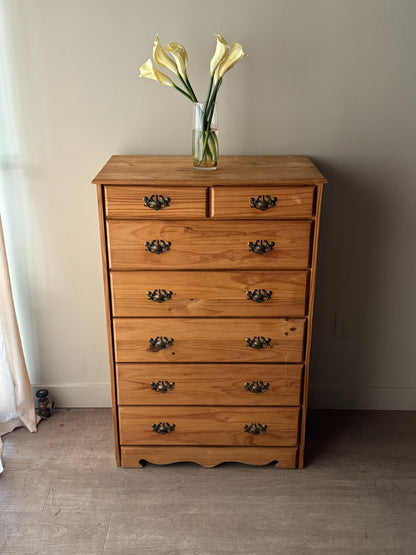 Pine tallboy dresser