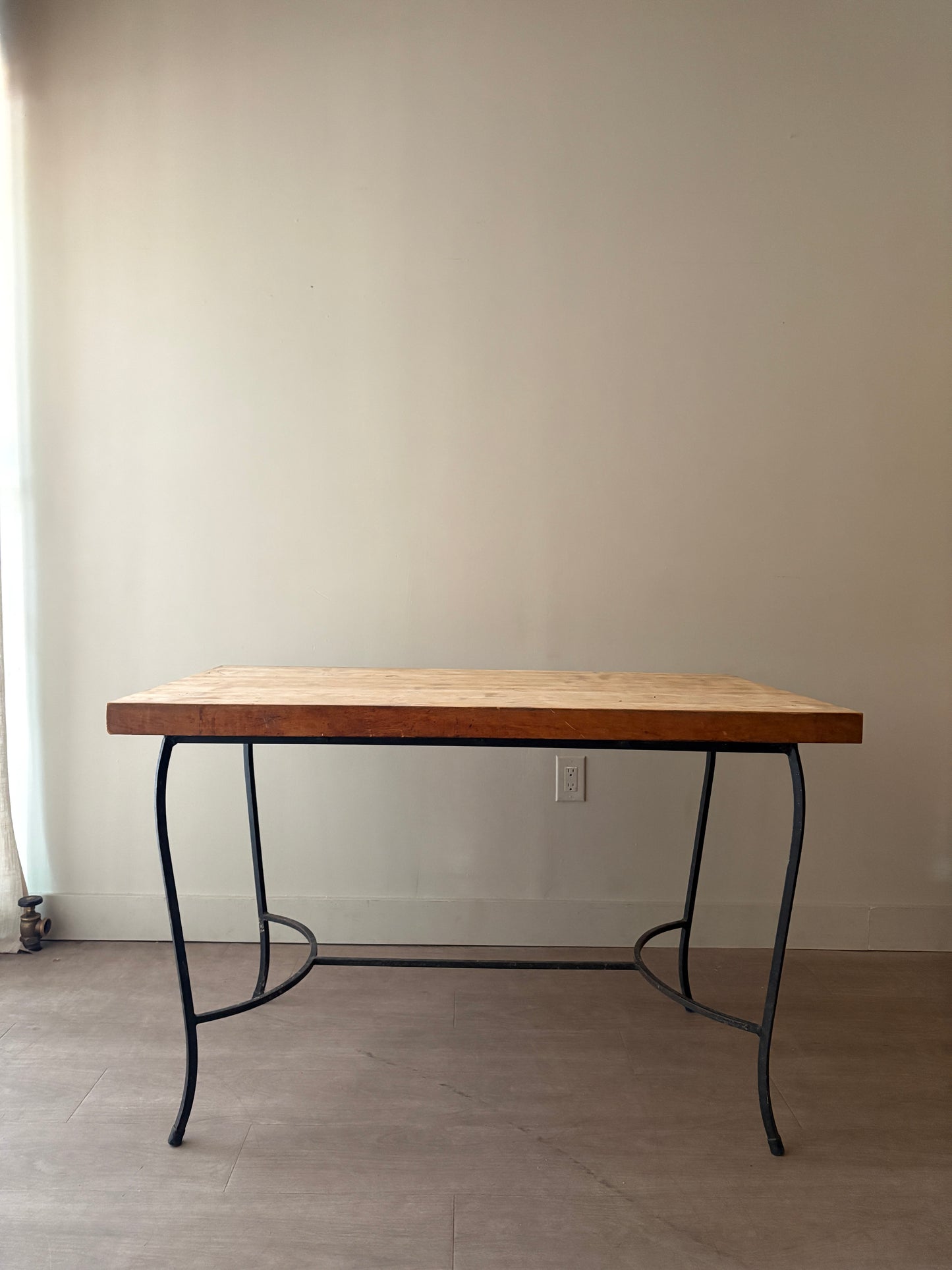 Butcher block & wrought iron table