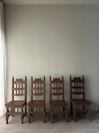 4 hand carved dining chairs. Sets of 2.